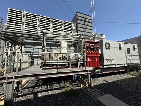 GE TM2500 unit installed and connected at a customer site
